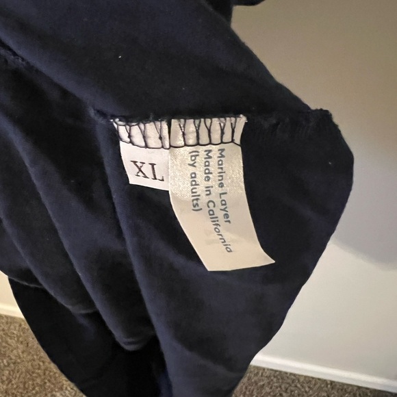 MARINE LAYER Signature V-Neck Tee T-Shirt Navy Blue Supima Cotton Modal XL - Picture 4 of 5